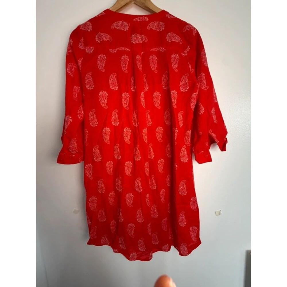 Old Navy Petite Red Paisley Button Front Tunic Blouse with Attached Cami Size M - Picture 7 of 11